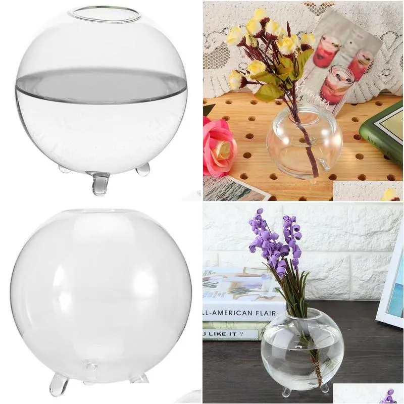 home garden office round transparent glass vase hydroponic terrarium planter holder flower vase glass plant home bonsai decor