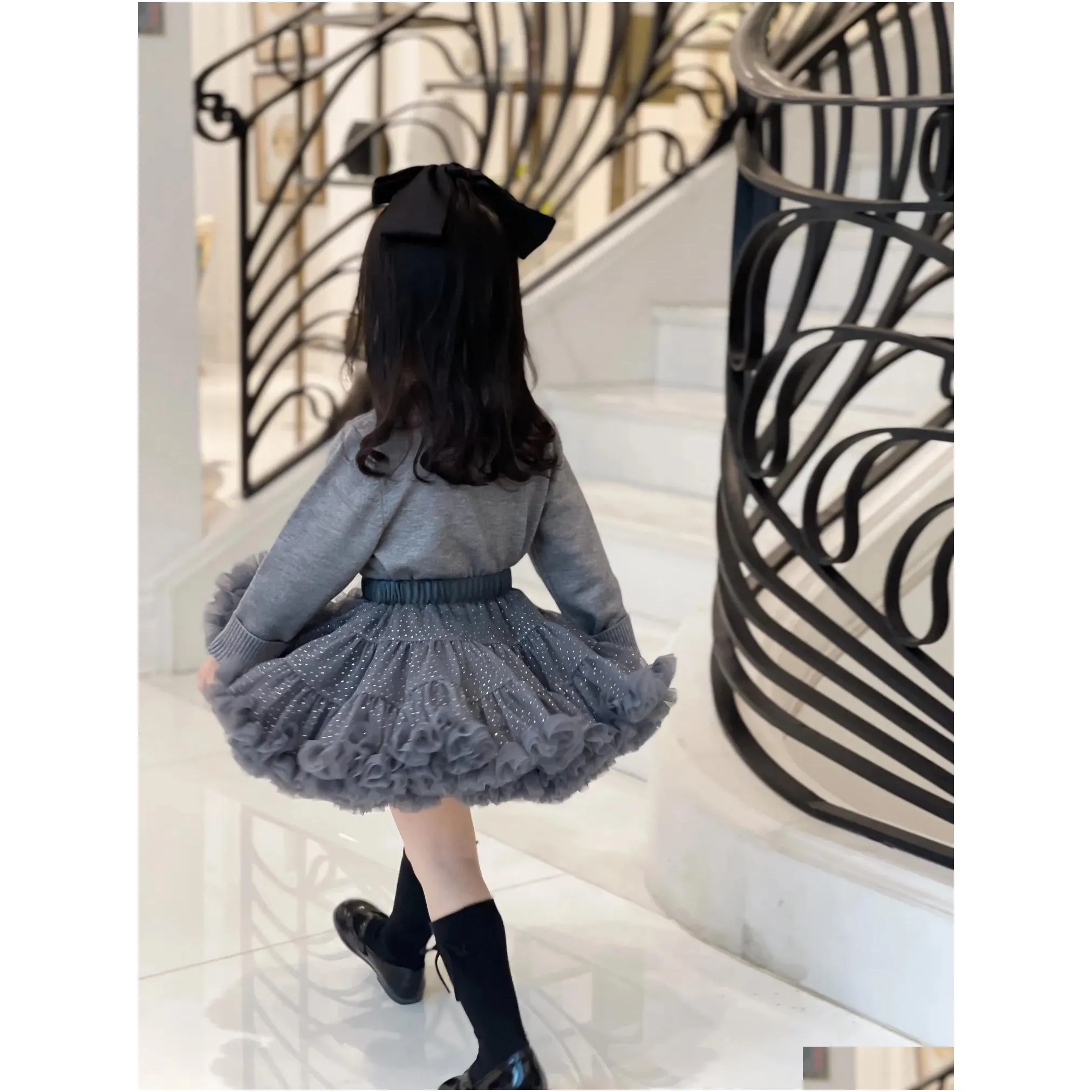 winter kids girls sets clothing toddler girl sweater with lace tutu 2pcs/outfit children suits clothes
