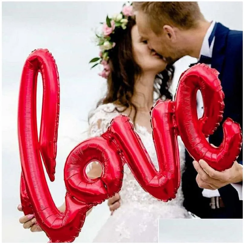 68cm love letter foil balloon red rose gold heart helium ballon anniversary wedding valentines birthday party decoration bride globos