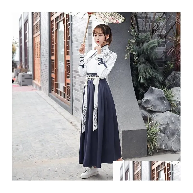 Stage Wear Unisex Chinese Folk Dance Costume Elegant Hanfu For Women Mens Classical Traditional Ancient Clothes DWY13301