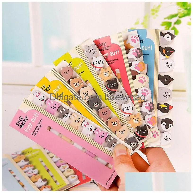 notes kawaii diy memo pad sticky notepaper note cartoon animal bear dog pig cat penguin sticker office school supplies (pack of 8)