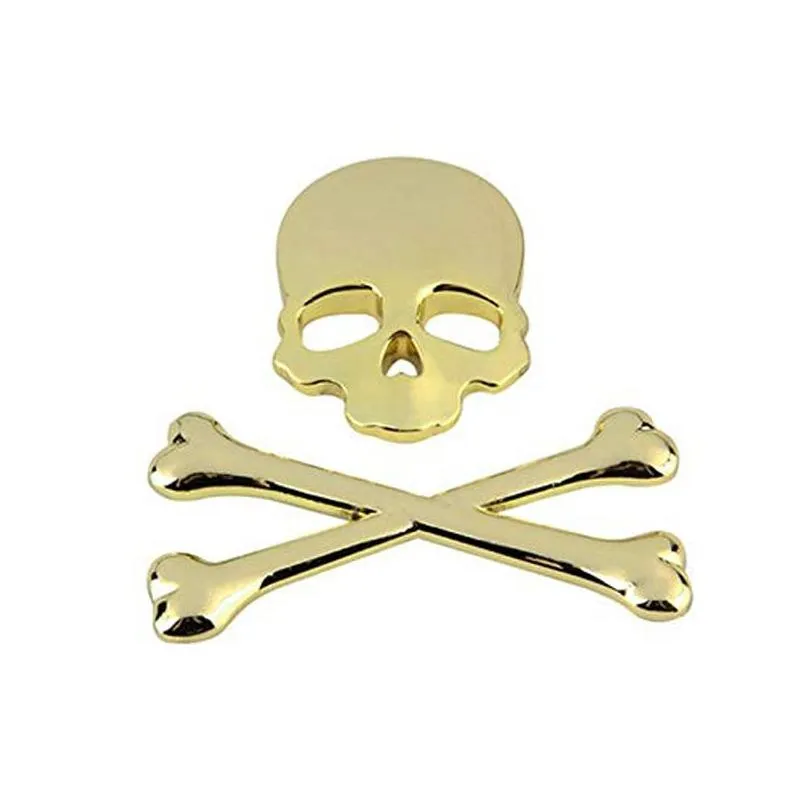 metal 3d skull car motorcycle stickers skulls skeleton crossbones emblem badge decal car styling stickers accessories