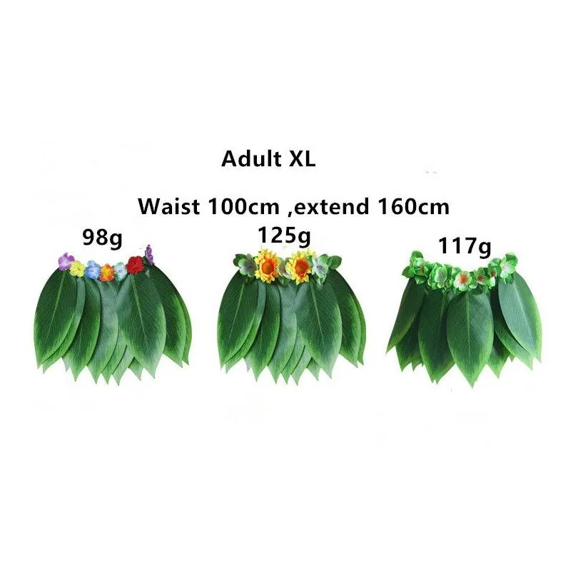 Hawaiian Grass Skirts Artificial Silk Green Leaves Hula Skirt Costume Patry Decorations Children Kids & Adult Hula Show Skirt Dance