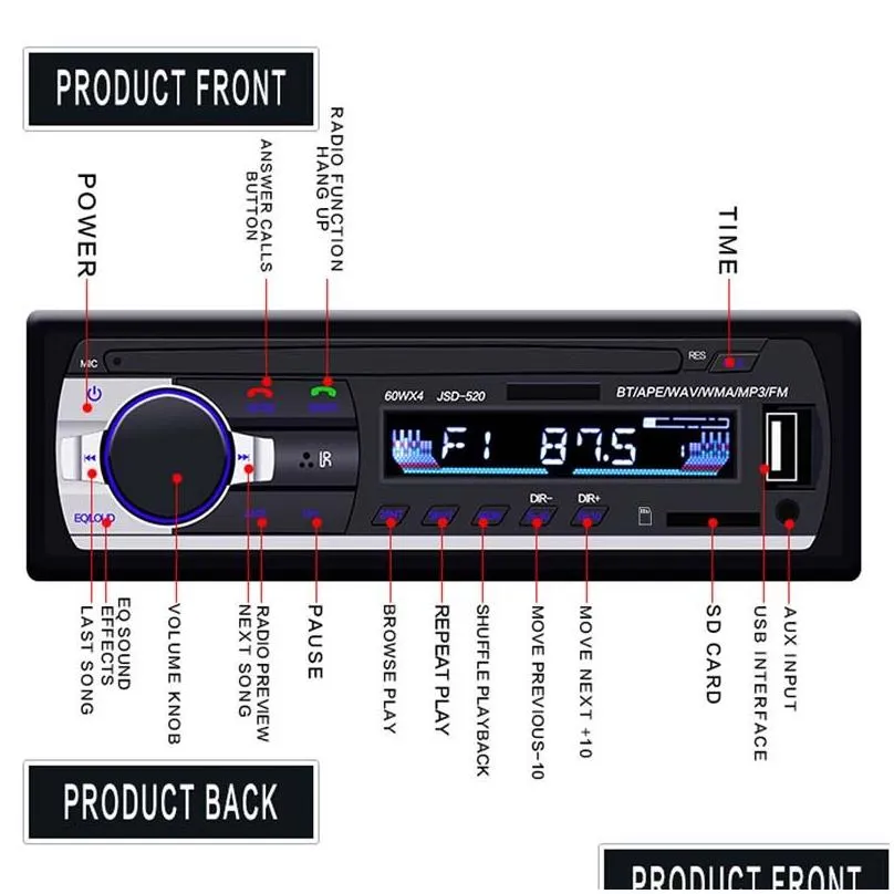 auto radio player tools bluetooth radioing car 12v sd aux-in mp3 player fm usb cars stereo audio stereso in-dash radios play tool