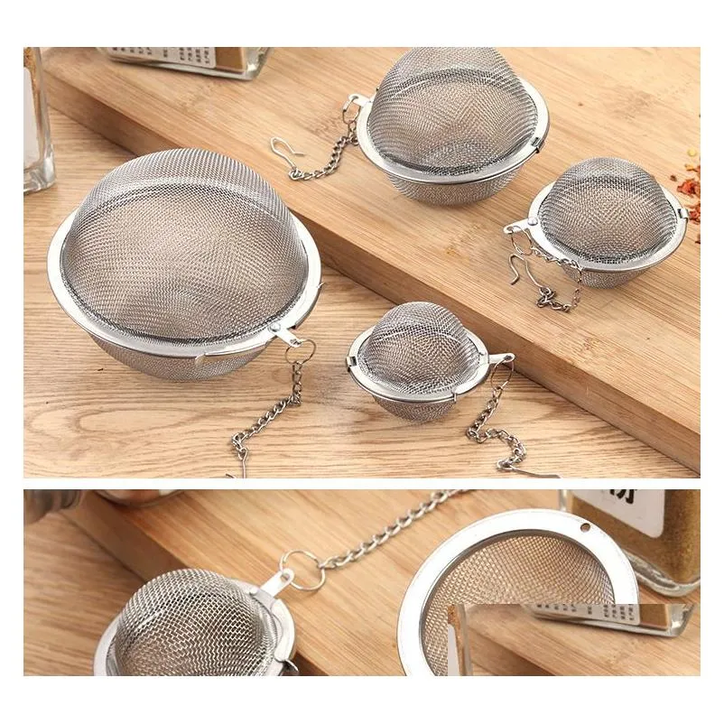 Home Tea Infuser Strainers Filters Stainless Steel Mesh Tea Ball Diffuser Extended Chain Hook Home drinkware tools