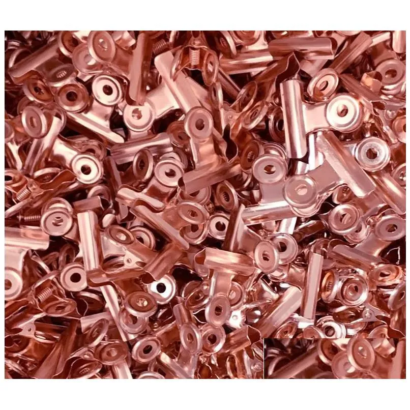 wholesale 1000pcs 22mm/31mm round metal grip clips rose gold bulldog clip stainless steel ticket paper clip for tags bags office