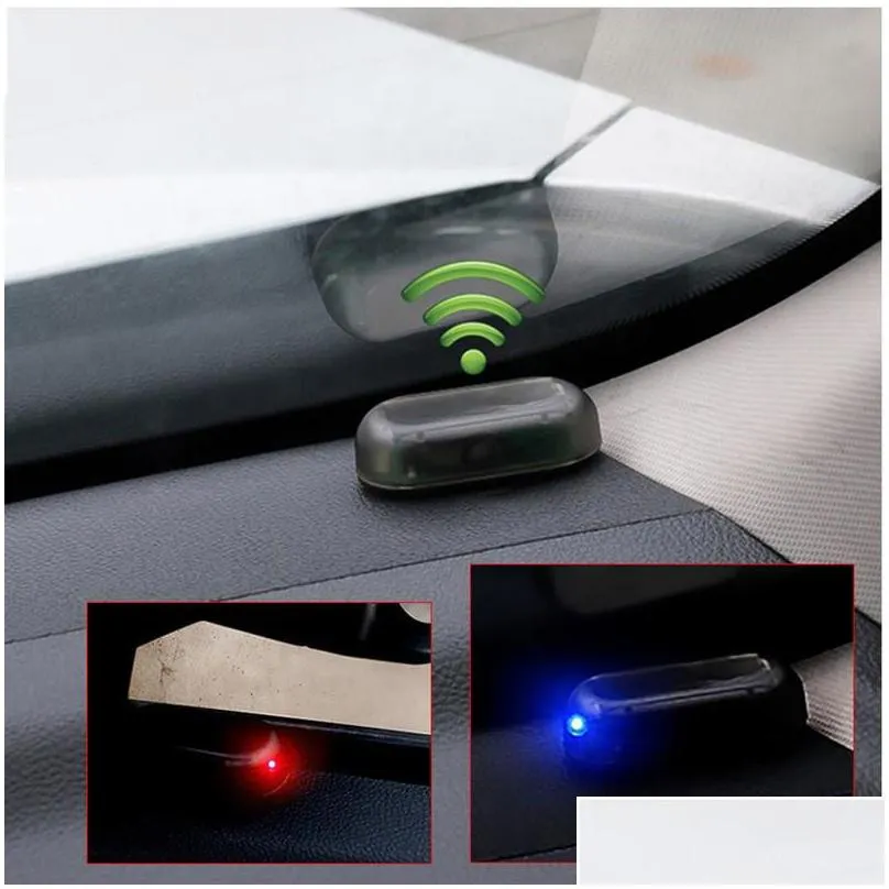 car led alarm light imitation fake solar power security system warning lights flash anti-theft lamp universal auto interior decoration