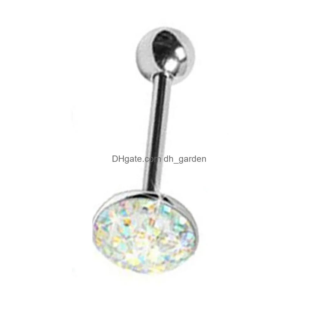 12pieces ferido disc barbell tongue ring piercing cz crystal epoxy retainer body jewelry 14g-round heart & star shape