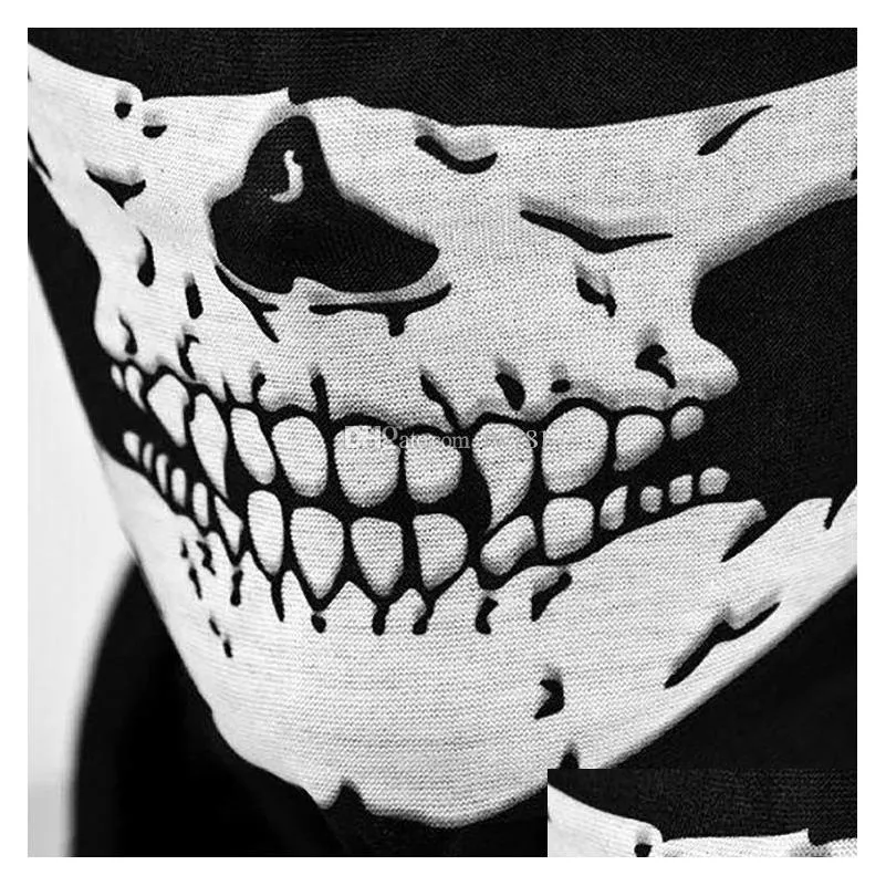 500pcs/lot Halloween Skull Skeleton Party Masks Black Motorcycle Multi Function Headwear Hat Scarf Neck Sport Face Winter Ski Mask