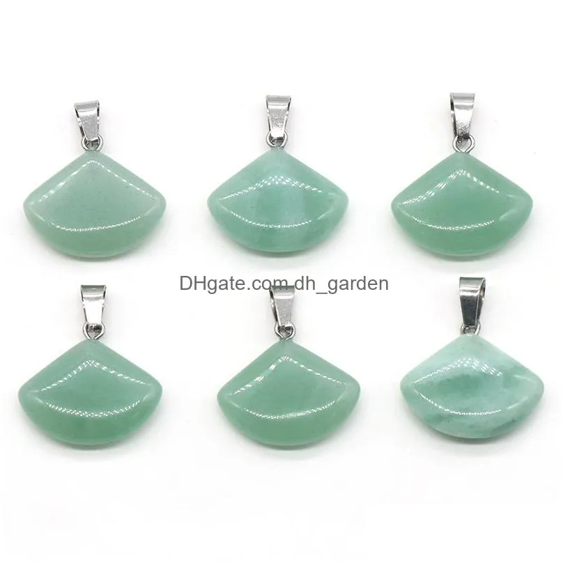 wholesale fashion geometric circular sector shape gemstone pendant colorful natural crystals stone pendant for jewelry making