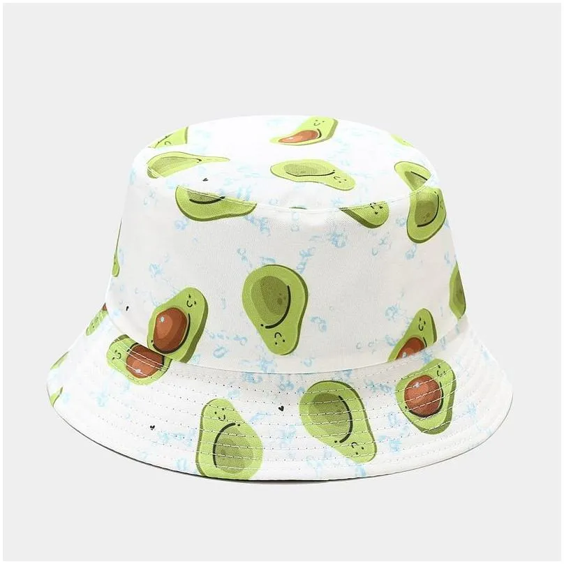 panama bucket hat fruit avocado printed beach sun hats for women men summer hiking fishing sports female cap