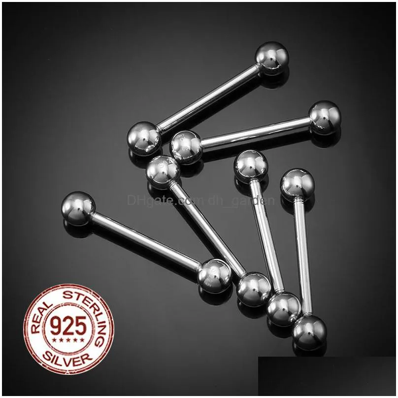 1pc 925 sterling silver round straight tongue barbell for women 16mm nipple rings 14g hypoallergenic piercing fine jewelry