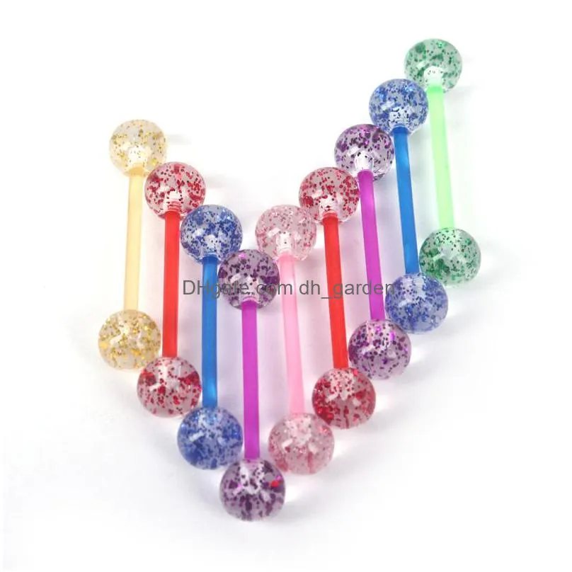30pcs mixed color ball tongue navel nipple barbell rings bars piercing women shiny fashion body jewelry