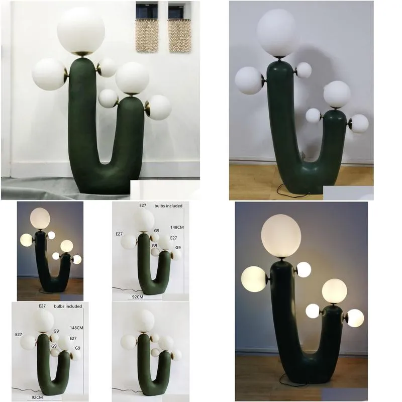 floor lamps est designer flower green resin e27 g9 led warm color cactus art decor light for living room frosted glass