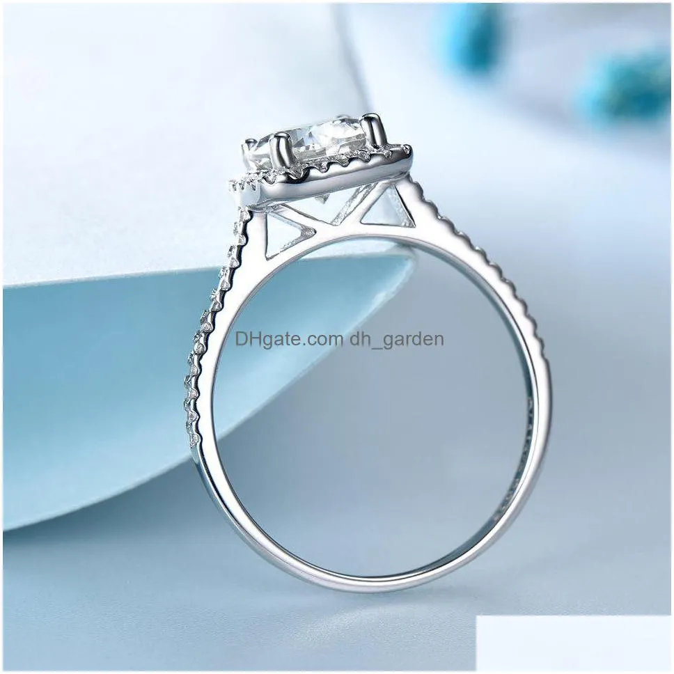 umcho silver 925 luxury bridal round cubic zircon rings for women solitaire engagement wedding party gift fine jewelry