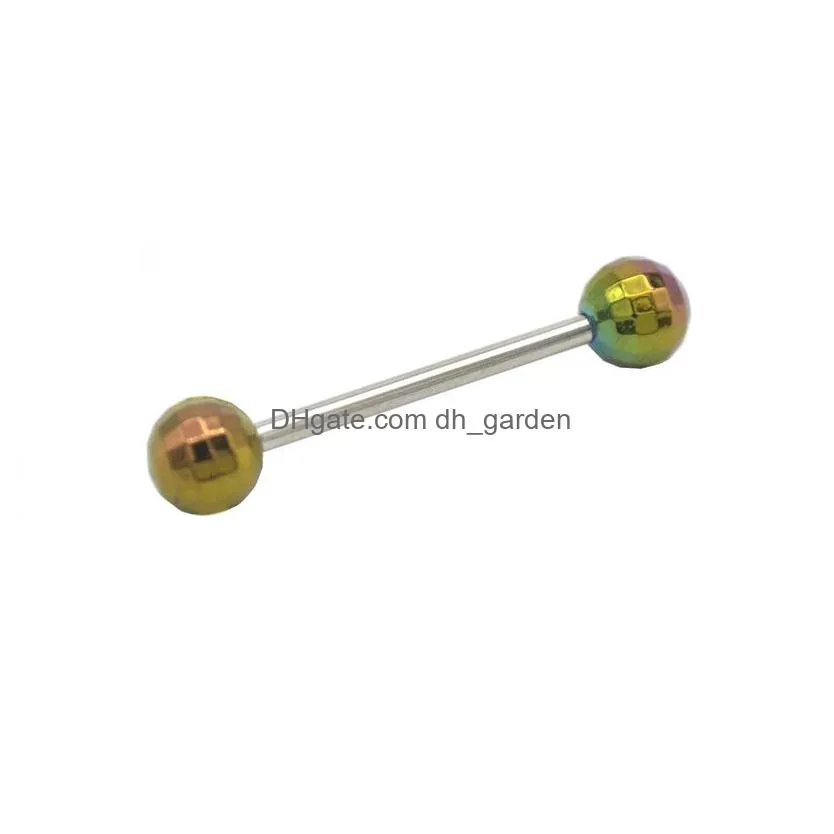 bling tongue bar barbell belly button navel ring nipple fashion body piercing jewelry 14g whole rainbow