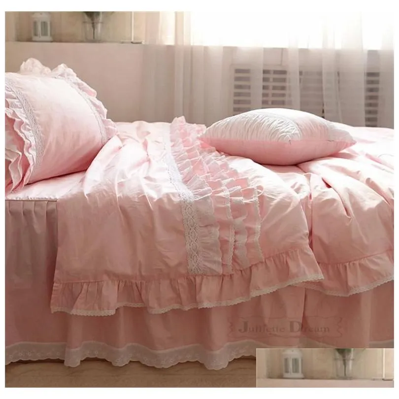 bedding sets top luxury embroidery wedding set lace ruffle duvet cover bed sheet bedspread romantic bedroom home decoration beddings