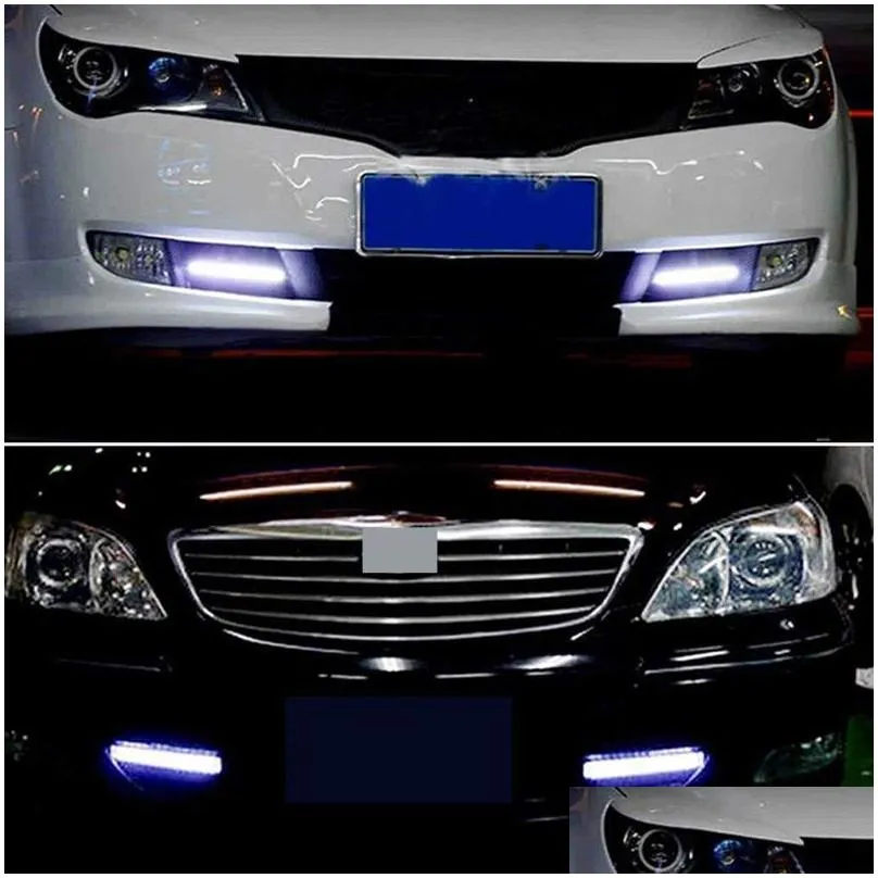 led daytime running lights ultra bright dc 12v 17cm waterproof auto car drl cob driving fog lighting