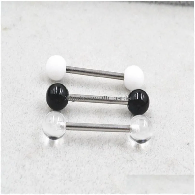 100pcs acrylic ball tongue/ nipple ring barbells bar 14g~1.6mm retainers body piercing jewelry 14gx16mmx6mm/6mm