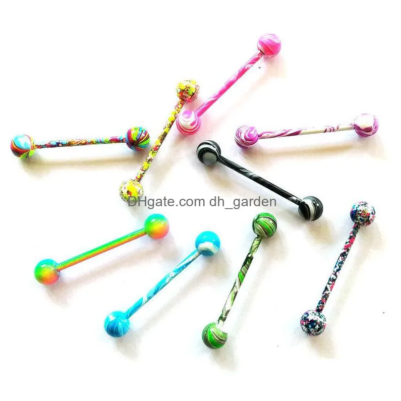 body jewelry mix 100pcs color stainless steel piercing helix straight barbell tongue rings whole