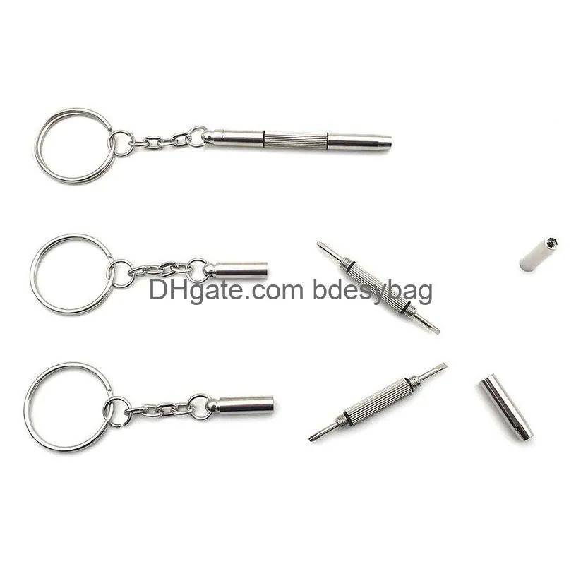 eyeglass screwdriver tools portable stainless steel keychain sunglasses watch 3 in 1 repair kit tools