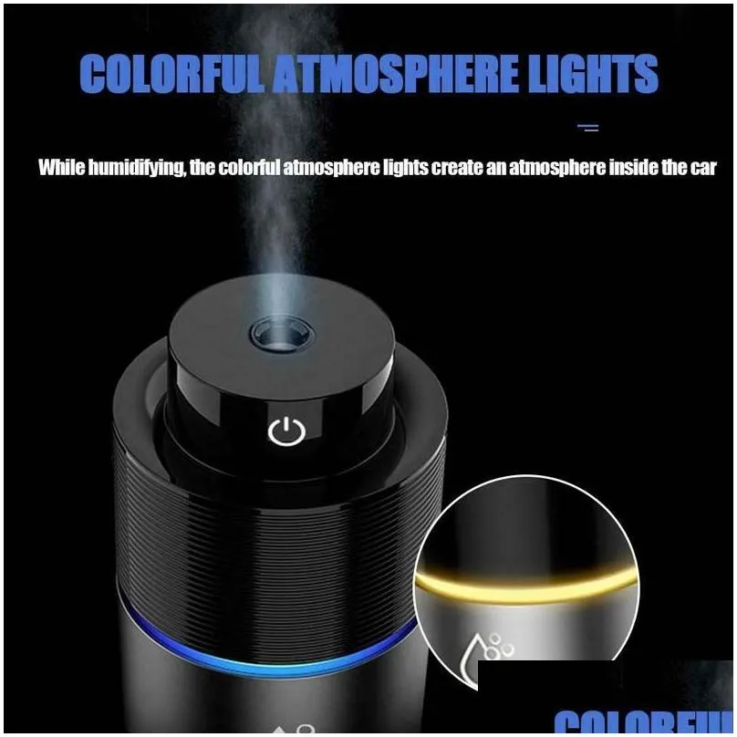 portable auto humidifier mini ultrasonic usb car essential oil diffuser freshener led lights air purifier aromatherapy diffusers