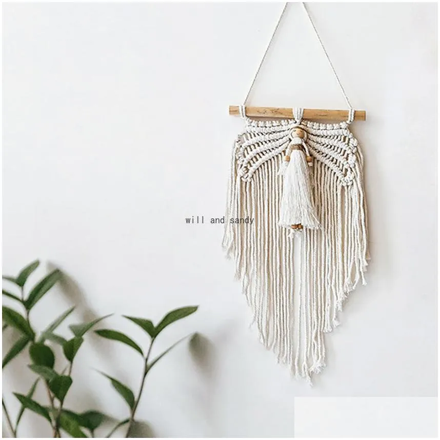 Cartoon Figure Mini Angel Wings Macrame Woven Wall Hanging Decor Tapestry Child Room Wall Hangs Home Decor