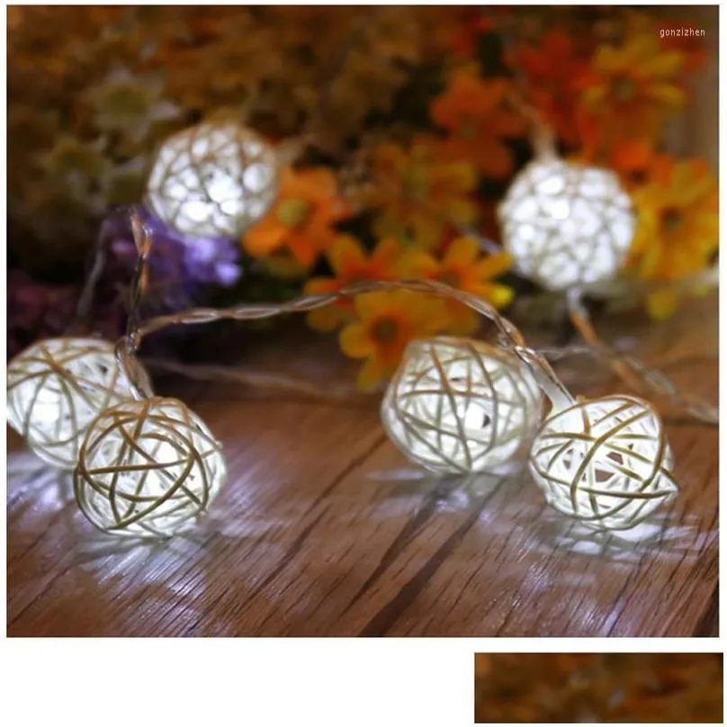 strings led string lights rattan ball garlands holiday wedding party decoration usb / battery powered christmas fairy light outdoor