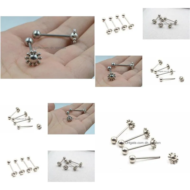 shippment lot30pcs piercing body jewelry -surgical steel tongue ring nipple shield bar barbells 14g