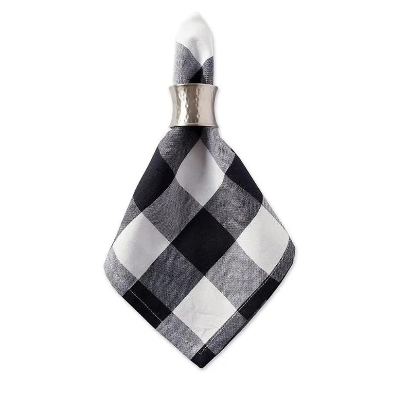 table napkin 10pcs black white plaid cotton linen placemat christmas wedding craft dining tablecloth simple style mat