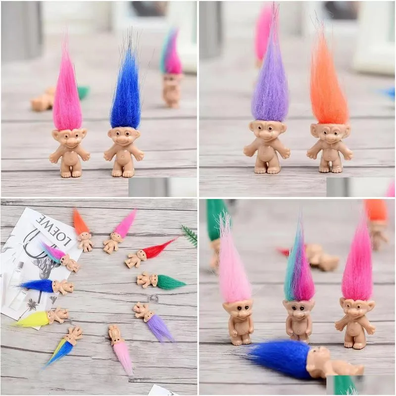 party favor colorful hair troll doll family members daddy mummy baby boy girl leprocauns dam trolls toy gifts happy love family wcw384