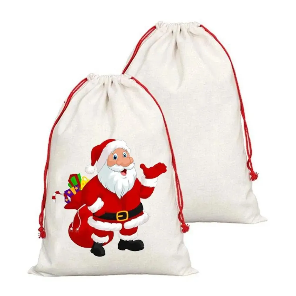 sublimation blank santa sacks diy personlized drawstring bag christmas gift bags pocket heat transfer fy4935 sep01