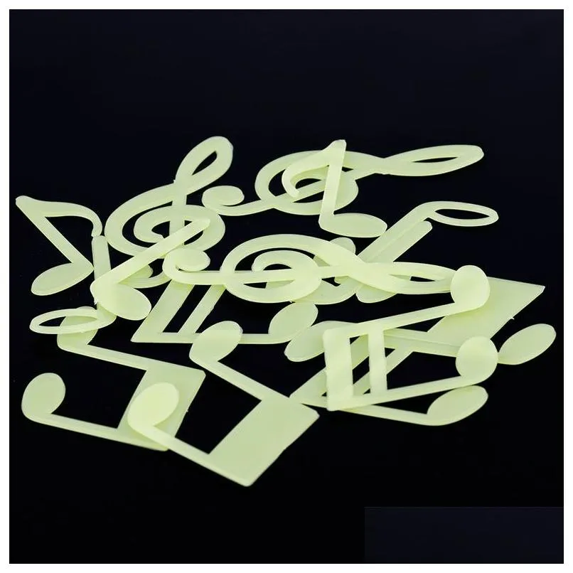 15pcs/bag music notes glow in the dark luminous fluorescent home wall stickers decal home bedroom decoration