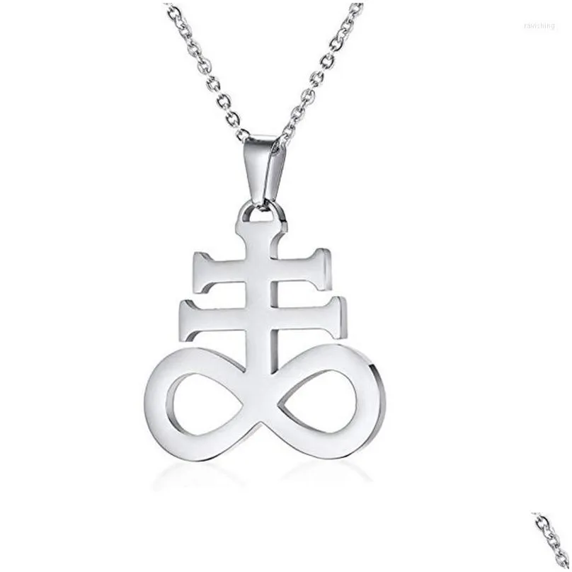 pendant necklaces faithheart leviathan satanic cross necklace for women men stainless steel jewelry