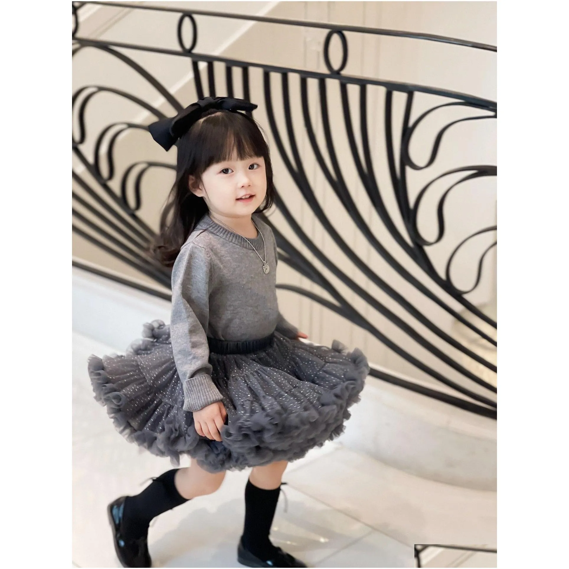 winter kids girls sets clothing toddler girl sweater with lace tutu 2pcs/outfit children suits clothes