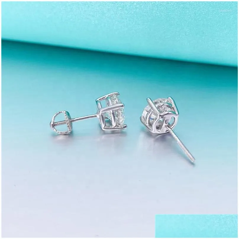 stud earrings moissanite for women men 4 prong setting s925 silver yellow white gold plated d color 3mm-8mm drop