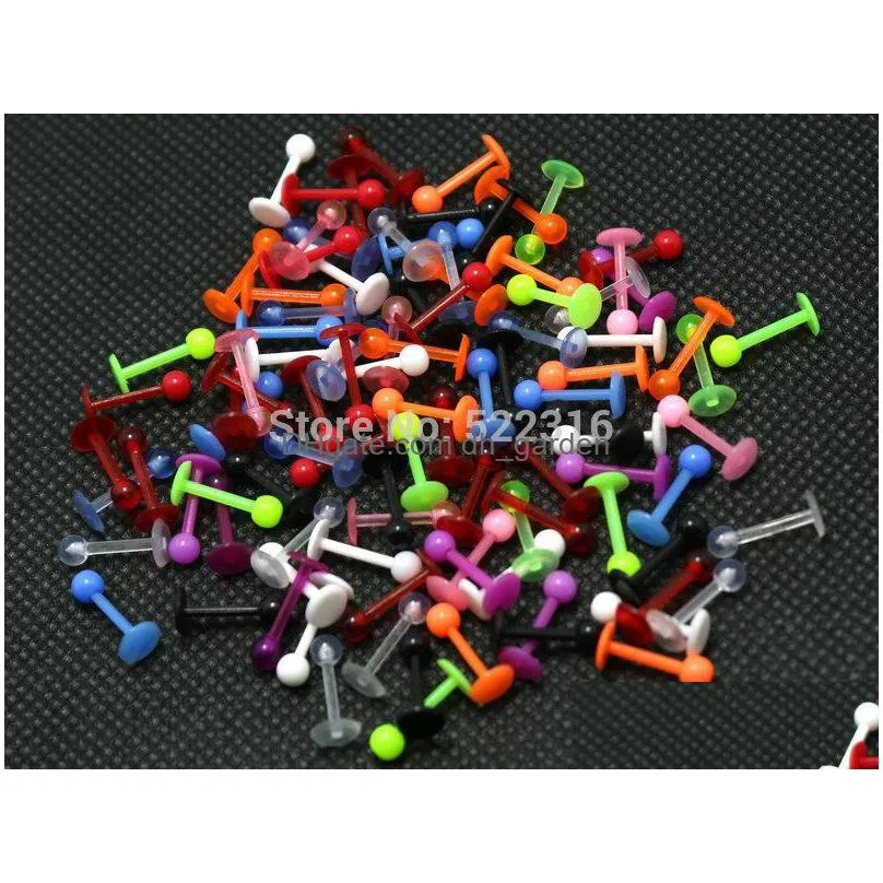 5mm ball stainless steel tongue ring color body piercing jewelry barbell dumbell earring 100pcs mix colors