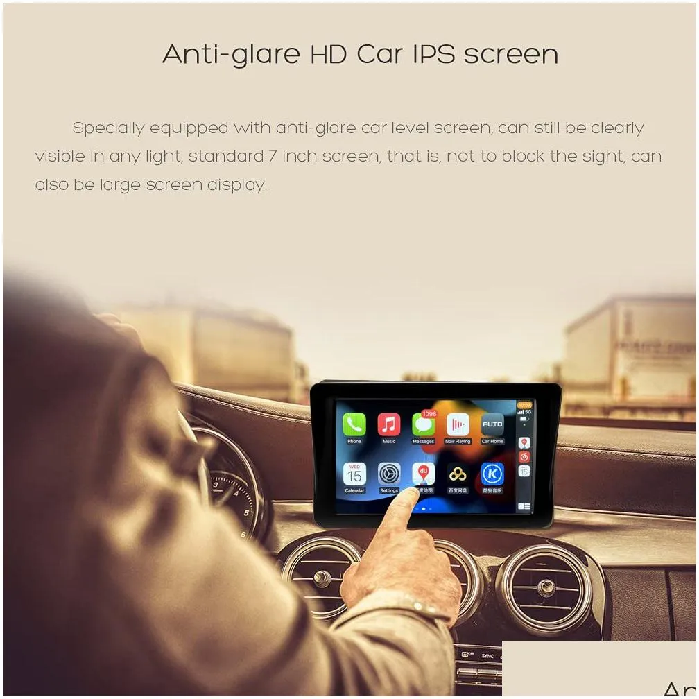 universal 7 inch car video wireless carplay map navigator android auto ips screen portable display navigation reversing video mirror link