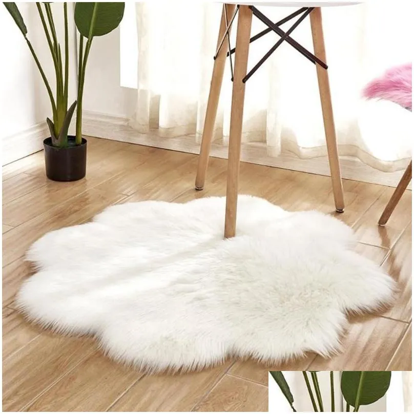 carpets 1pc antiskid soft faux fur wool carpet indoor sheepskin rug modern mat blue white pink gray living room 30x30cmcarpets