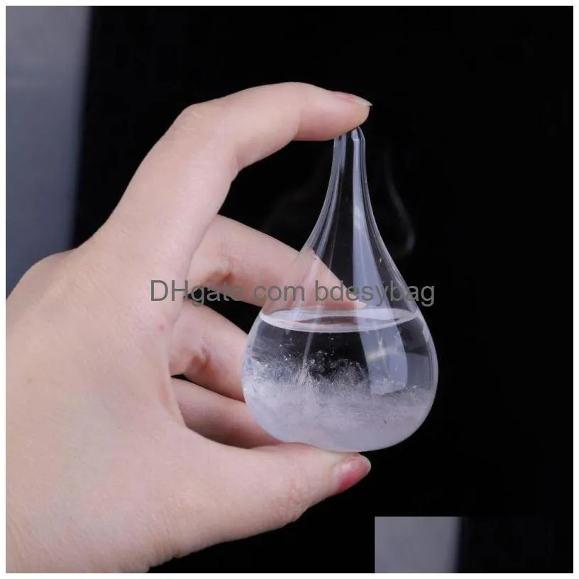 30ml transparent droplet storm glass water drop weather storm forecast predictor monitor bottle home decor figurines miniature