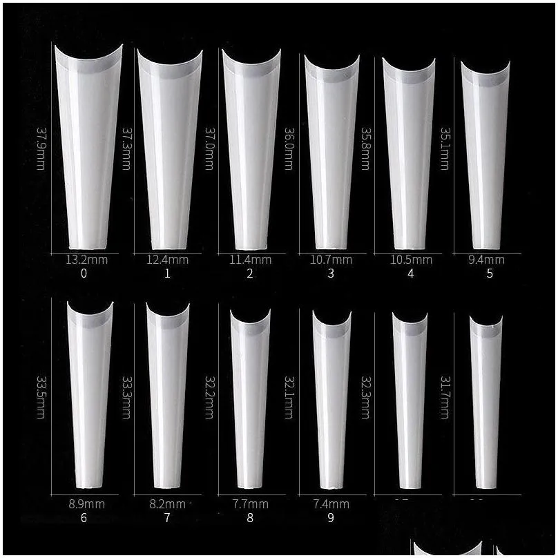 False Nails 504pcs Nail Tips C Curve Coffin Half Cover Extra Long Fake Finge Art Manicure Tool