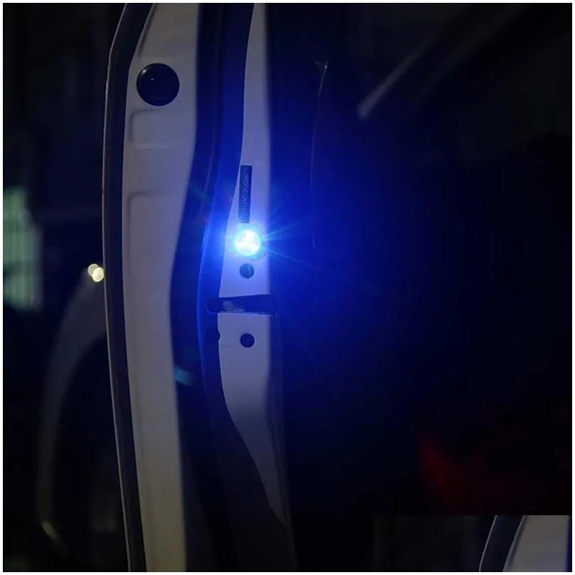 car door warning light flashing led lamp auto strobe traffic lighting red cars doors lights anti collision magnetic control