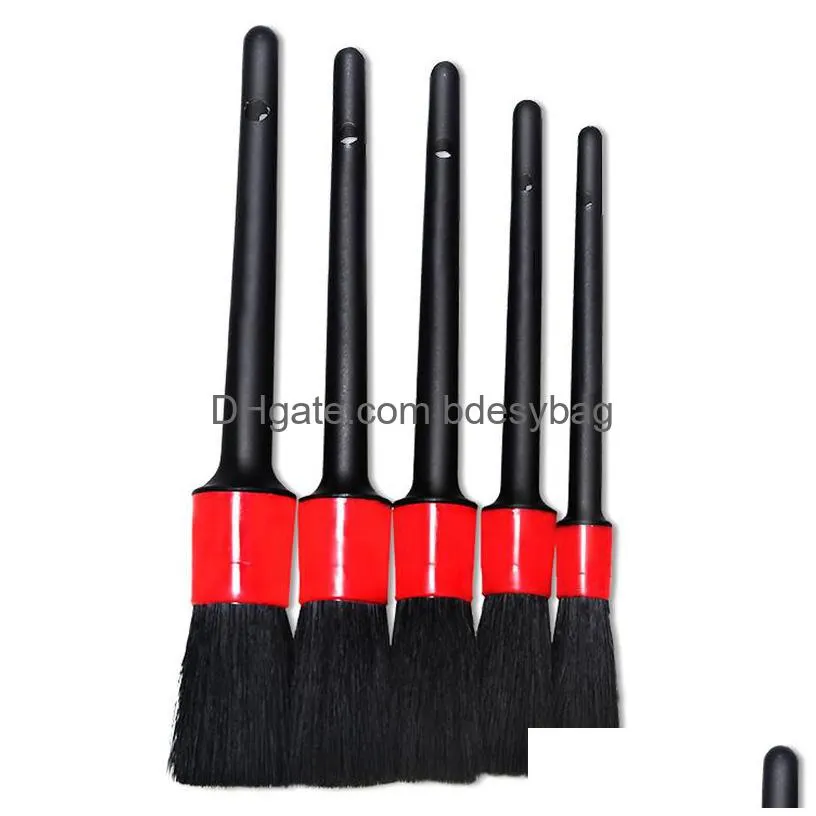 car exterior interior detail brush 5pcs boar hair bristles for cleaning auto tools dashboard