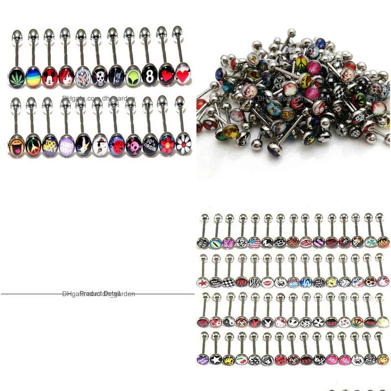 30pcs fashion women body piercings 316l stainless steel mix s barbell tongue ring piercing jewelry t0004