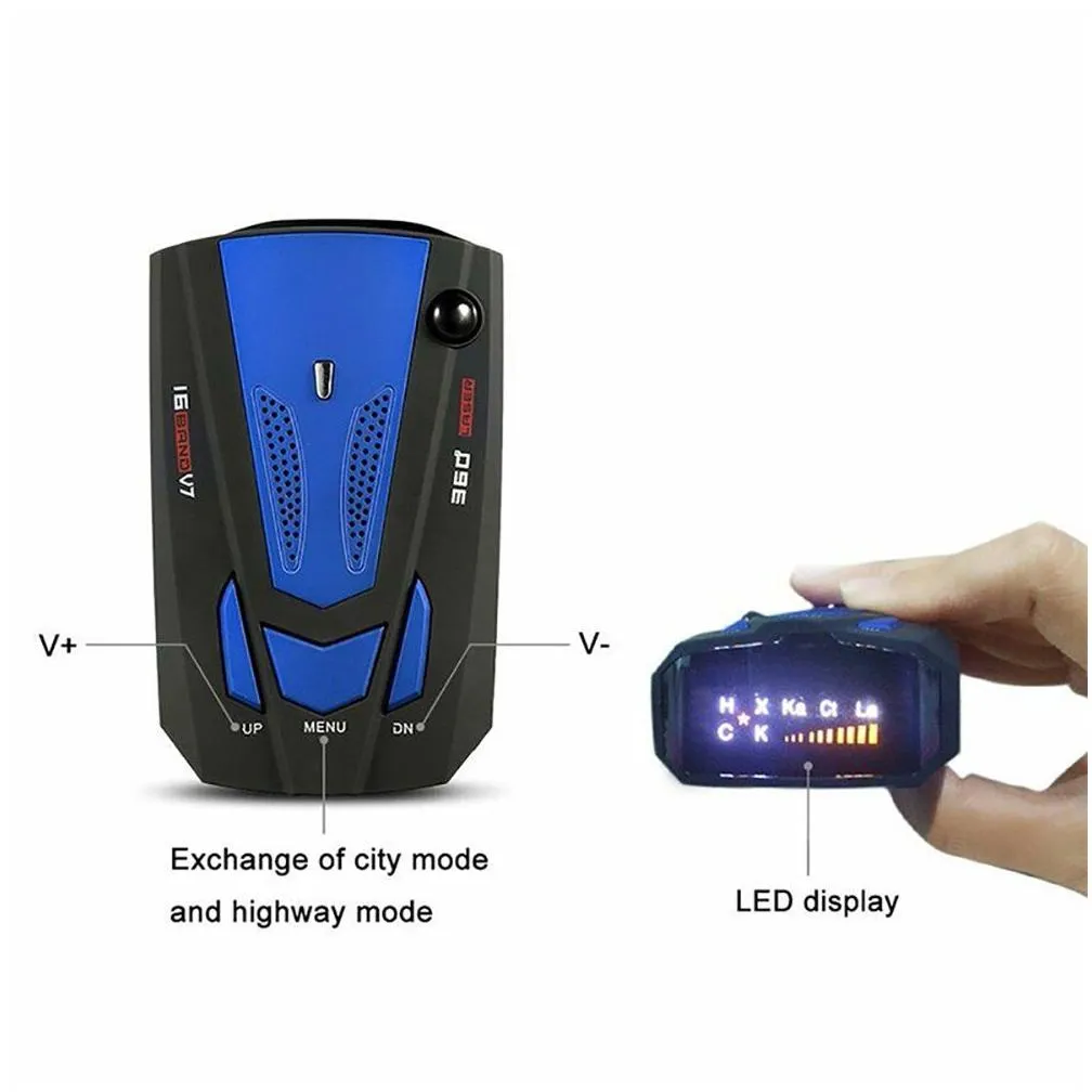 car radar laser detector tool v7 16 band led display motion speed detection english russian thai spanish voice alert