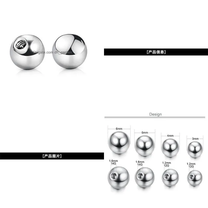 plain screw ear stud lip bar eyebrow tongue belly button ring bead ball accessory 2mm 2.5mm 3mm horseshoe stainless steel