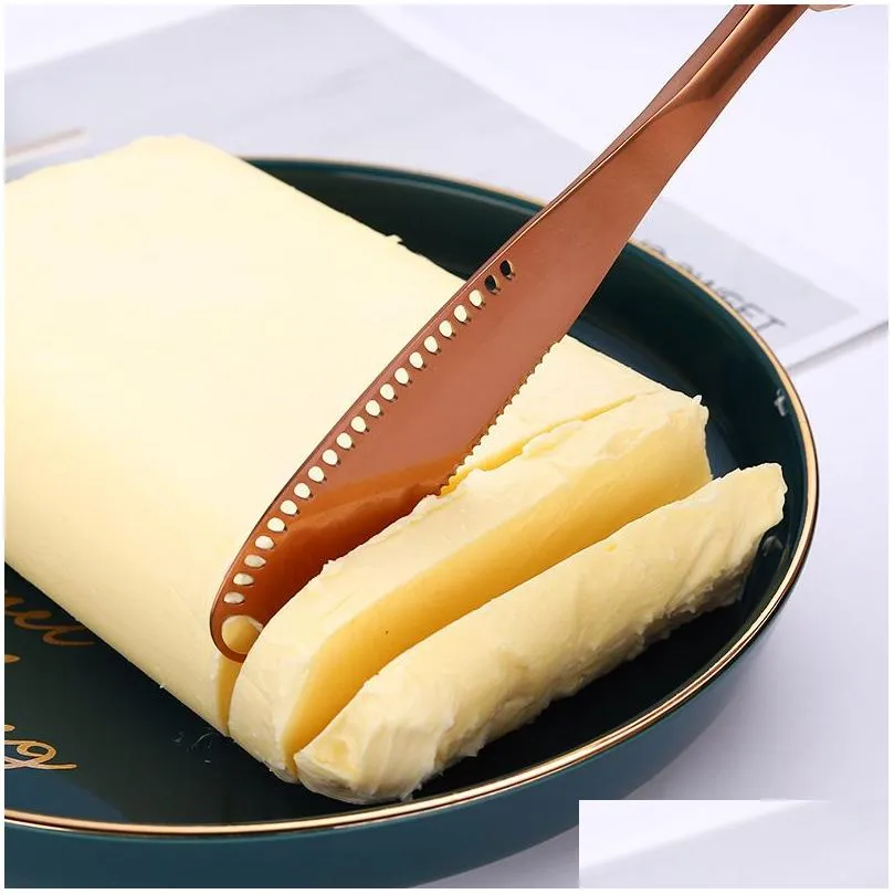 UPDATE Stainless steel cheese butter knife Spatula with holes Bread jam Knife Dinner Tools Tableware