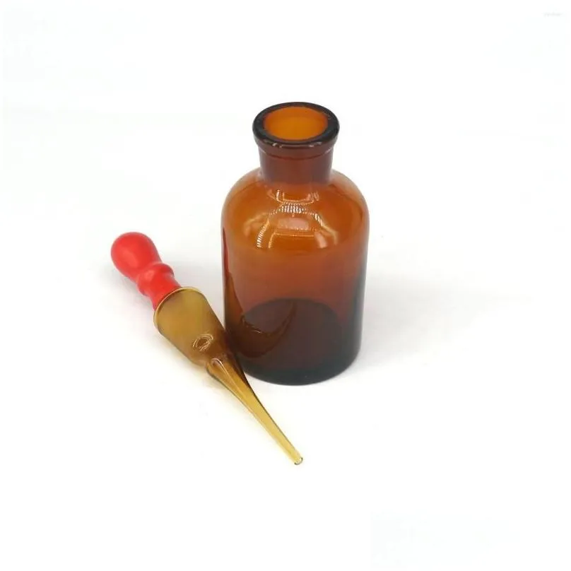 wholesale 60ml dropping brown glass bottle pipette and latex rubber nipple laboratory chemistry equipment