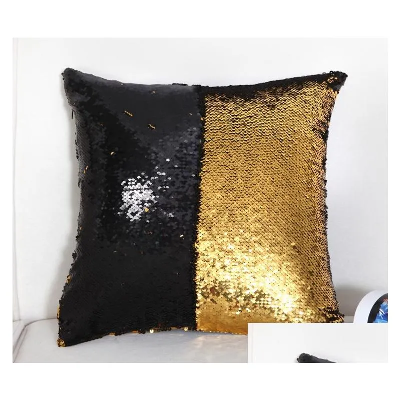 NEW Mermaid Sequin Pillowcase with Suede back Magical Color fish scale Throw Pillow Cover Bright Pillowcase Back Cushion Cover