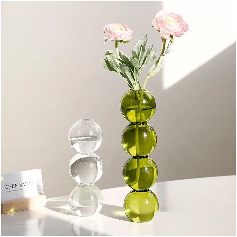 home decoration glass vase room decoration flower pot modern color crystal transparent hydroponic plant flower arrangement art